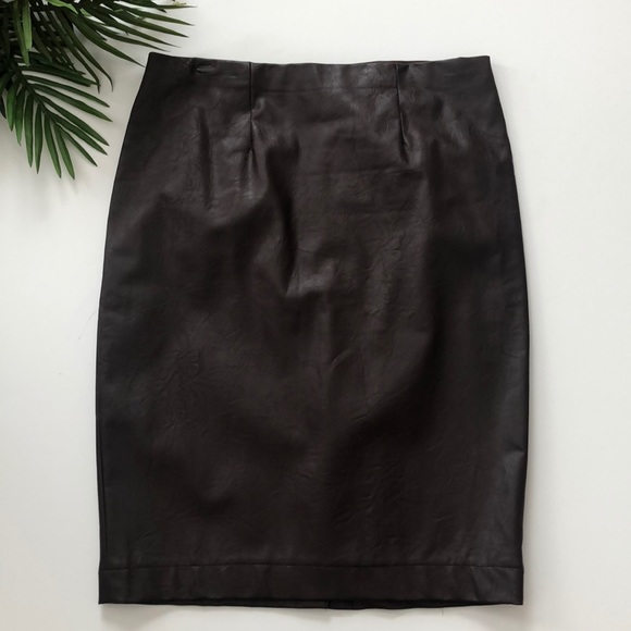 Ann Taylor Dresses & Skirts - Ann Taylor brown faux leather pencil skirt size 8